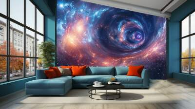 Galactic Explosion in Hyperspace Tunnel: Bright Stars, Cosmic Rays, and Neon Burst Wall mural