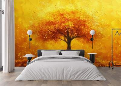 Golden Mandala Tree: A Vibrant Symbol of Nature's Beauty Wall mural