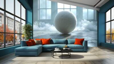 Minimalistic 3D Render of White Abstract Sphere Wall mural