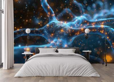 Neural Network: An Abstract Medical Background of Neurons and Brain Cells Wall mural