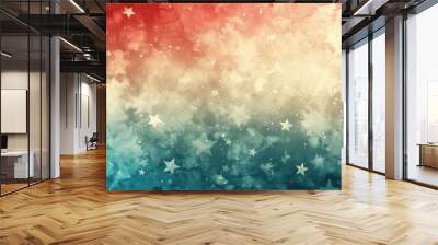 Patriotic Watercolor Border with Blank Center for July 4th, Memorial Day, or Veteran's Day Wall mural