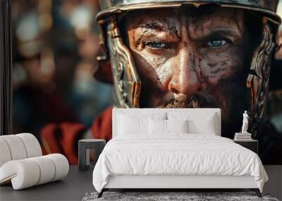 Roman Warriors of Biblical Times: Photorealistic Portraits of Historical Soldiers in Armor Wall mural