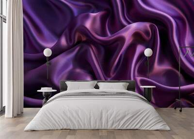 touch. Plum Silk Satin Background - Luxurious and Glamorous Wall mural