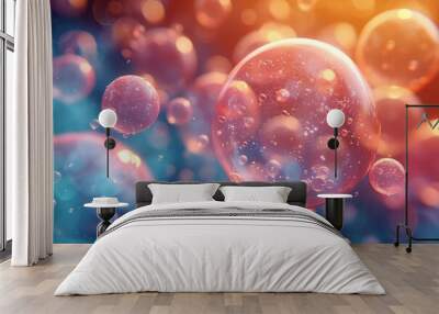 Vibrant 3D Bubble Render with a Burst of Colors Wall mural