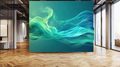 Vibrant Green and Blue Wave Pattern Background Wall mural