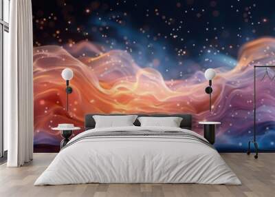 Vibrant Particle Waves - Colorful 3D Render Wall mural