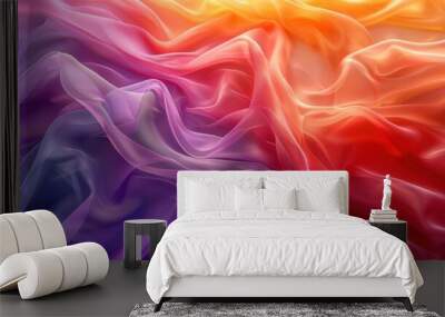 Vibrant Swirls of Colorful Silk Waves Wall mural