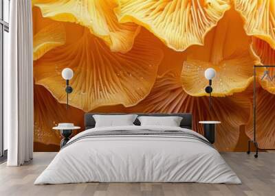 Yellow Organic Mushroom Petals: Abstract Texture Background Illustration Banner with Flower Details, Isolated Wall mural