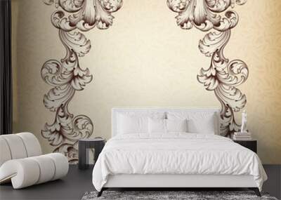 vintage border frame engraving baroque vector Wall mural