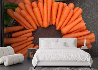 Close up image of fresh carrot displayed rounded Wall mural