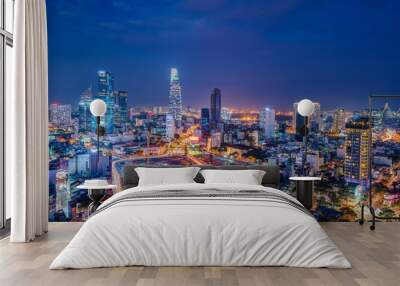 Nightscape of Ho Chi Minh City. Wall mural