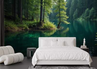 beautiful lake in forest Wall mural