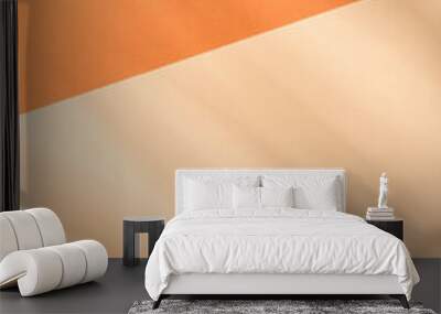 Warm orange and beige summer color background with tropical palm shadow. Two trend pastel paper and exotic plant shade layout. Minimal flat lay with leaf silhouette overlay. Wall mural