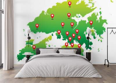 Hong Kong map with state location Wall mural