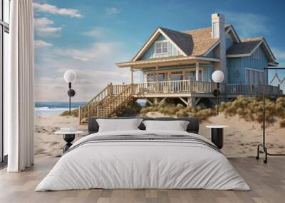 Tropical beach house exterior, Coastal style Wall mural