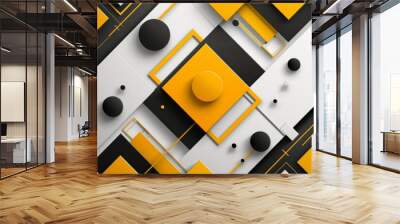 Yellow and black modern geometric elements for making corner frame or banner decoration in minimal style, Png white, Generative AI Wall mural