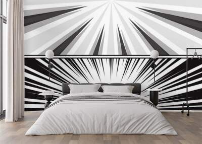 Comic panel background with burst radial effect Wall mural