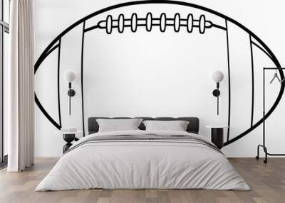 black and white american football ball cartoon illustration Wall mural