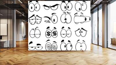 Black and White Cartoon Funny Eyes. Set Collection Wall mural