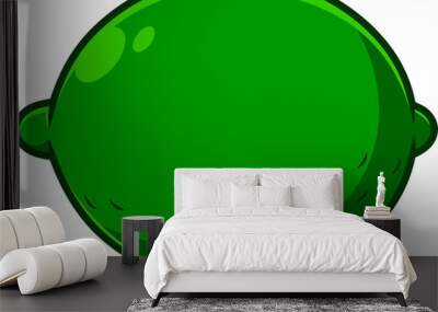 Cartoon Green Fresh Lime Or Lemon. Hand Drawn Illustration Isolated On Transparent Background Wall mural