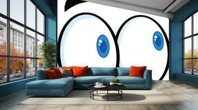 Looking Cartoon Eyes  Illustration Isolated on white Wall mural