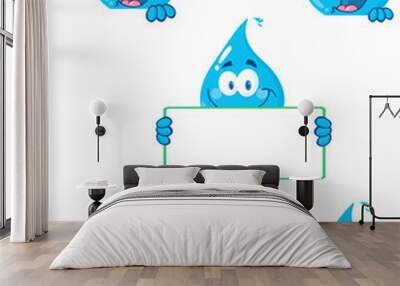 water drop cartoon mascot characters 2 Wall mural