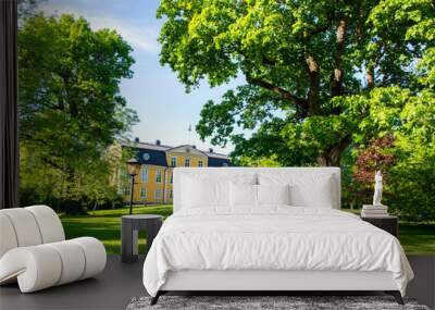 Beautiful view of Mustion Linna manor and park in summer, Finland Wall mural