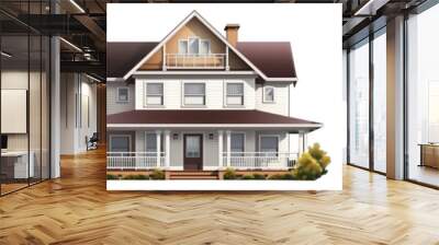 Family houses with beautiful porch american style isolated on transparent background generative ai Wall mural