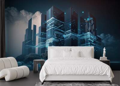 High-tech technology future buildings in a world of innovation background generative ai Wall mural