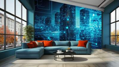 Technology or tech data, network internet connect concept abstract background Wall mural