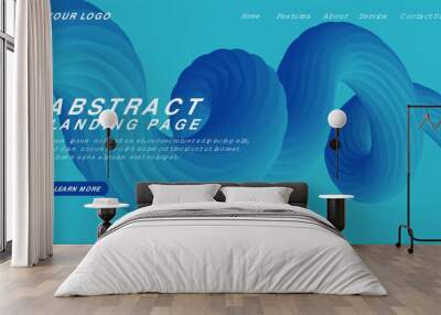 Abstract blue fluid flow wave gradient background, modern and clean landing page concept Wall mural