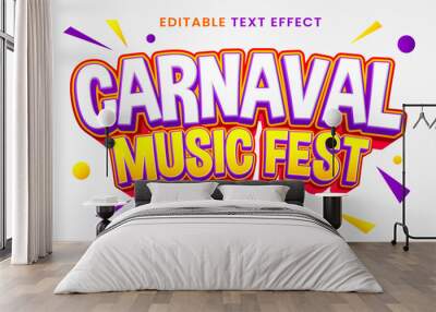 Carnaval Music Fest editable text effect vintage and retro 90s style Wall mural