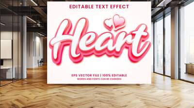 Heart pink 3D editable text effect Wall mural