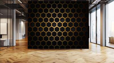 Luxury hexagonal abstract black gold background. Background technology style. Vector illustration Wall mural