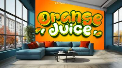 Orange juice 3d editable text effect Wall mural