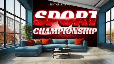 Sport championship 3d editable text effect Wall mural