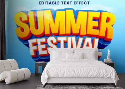 Summer festival 3d editable text effect Wall mural