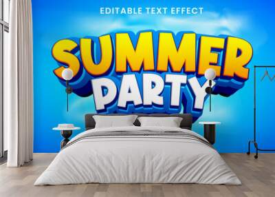 Summer party 3d editable text effect vacation style Wall mural