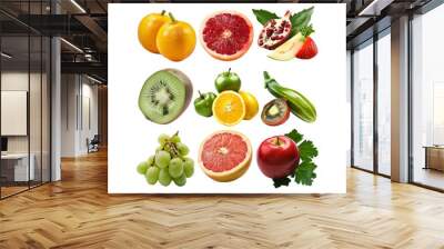 A Collection Of Fruits And Vegetables, Isolated On White Wall mural