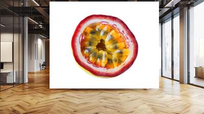 A Juicy Passion Fruit Slice Isolated On A White Background Wall mural