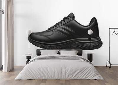 Black Leather Sneaker Shoe Side View Wall mural