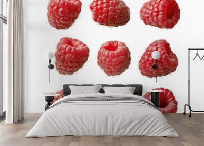 Fresh Raspberries Isolated on Black Background Wall mural