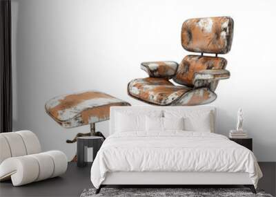 Worn Leather Lounge Chair and Ottoman Wall mural