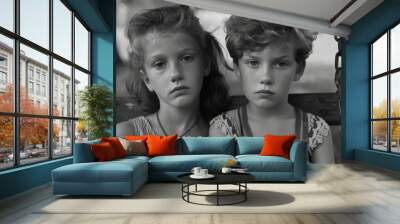 Deux enfants tristes Wall mural