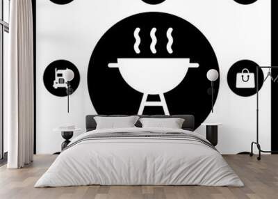 Barbecue grill icon for web and mobile Wall mural