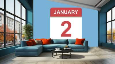 calendar - January 2 icon illustration isolated vector sign symbol Wall mural