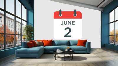 calendar - June 2 icon illustration isolated vector sign symbol Wall mural