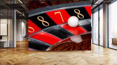 Concept of casino roulette lucky numbers wheel black and red sectors Wall mural