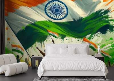 India Independence Day celebration of digital art with people Wall mural