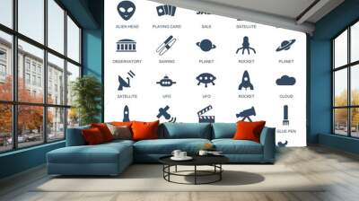 25 space icons Wall mural